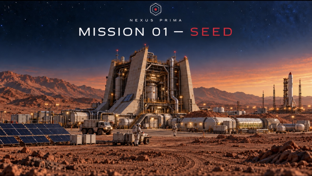 Conceptual visual for Nexus Prima Mission 01 — Seed